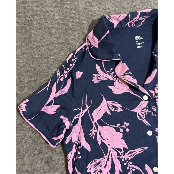 Stars Above Target Women's Blouse Sleepwear Floral Print Blue Extra Small - Picture 3 of 6
